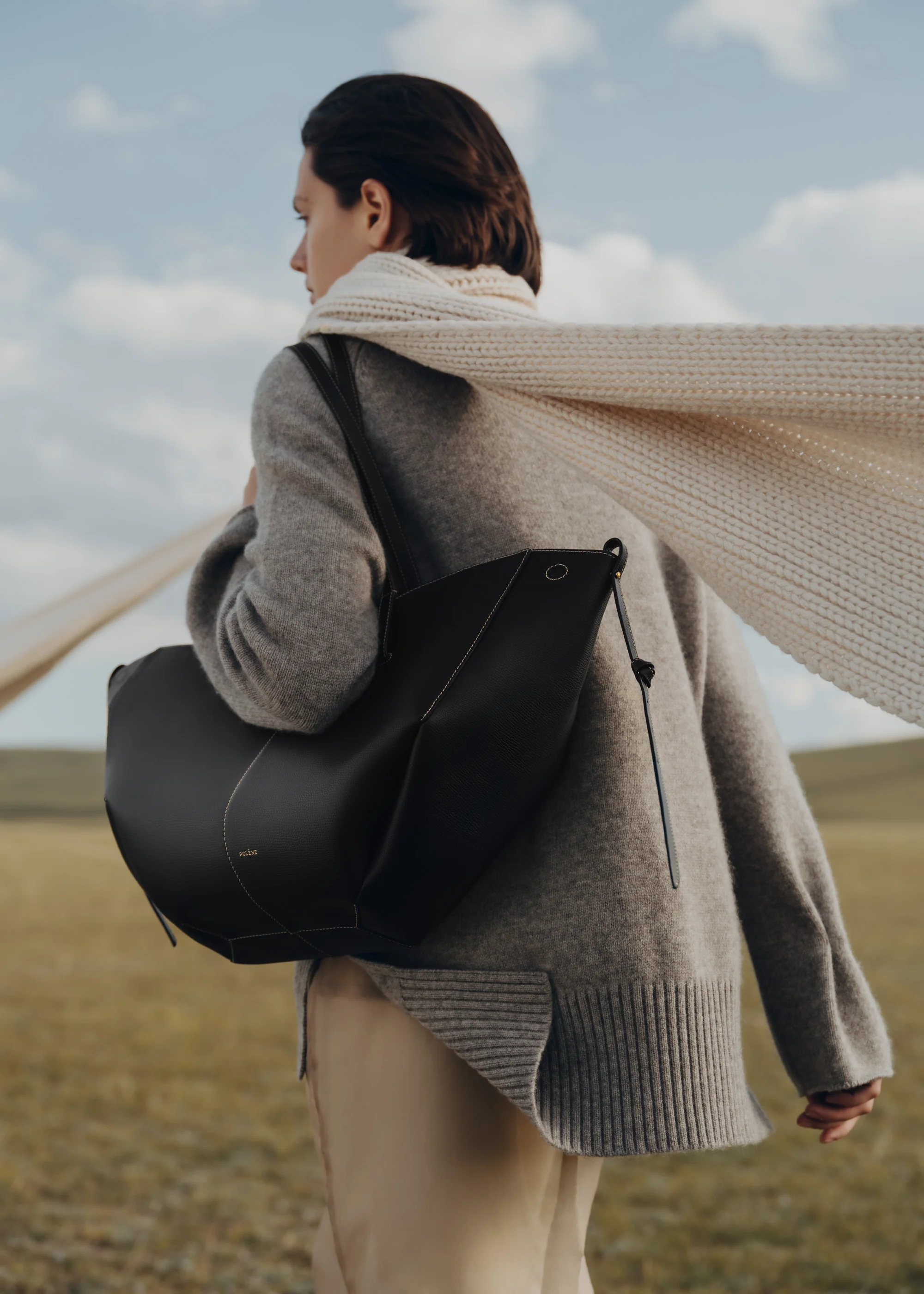 Cyme - Textured Black with Ecru Stitching - Image 2