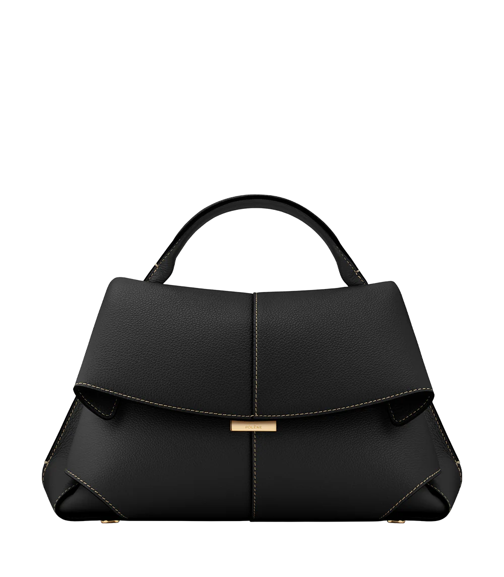 Mokki - Textured Black with Ecru Stitching